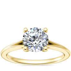 NEW Petite Split Shank Solitaire in 18k Yellow Gold